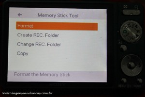 Formatando um chip na Sony W-230 (tela 1)