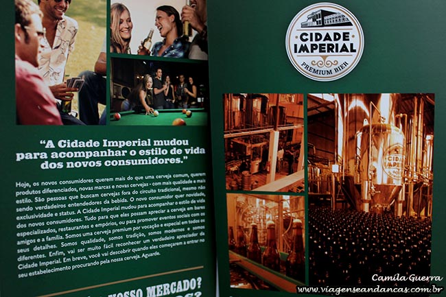 À direita algumas fotos da fábrica da cerveja Cidade Imperial. (Folder de divulgação da cervejaria)