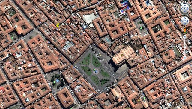 Hotel Royal Qosqo no mapa. Pertinho da Praça de Armas de Cusco