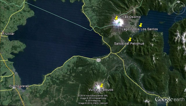 Mapinha da região de Puerto Varas até os Saltos e o Osorno