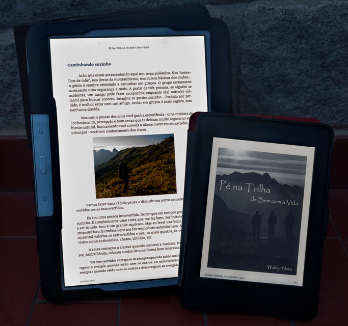 O ebook no tablet e no meu Kindle Paperwhite